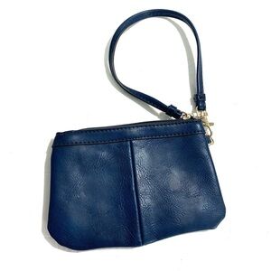 Black Rivet Navy Dark Blue Zip Wristlet Vegan Leather